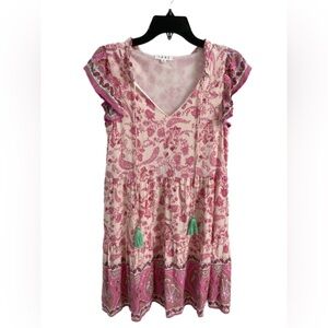 THML Cream Dress with Pink Floral Print